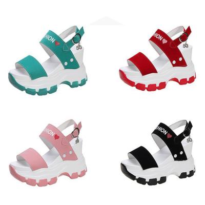 China New Style Wear Resistant Fashion Solid Color Back Strap Increased Non Slip Wear Resistant Summer Wedges Sandals For Adults for sale