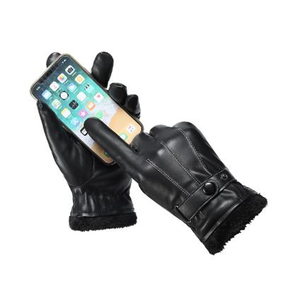 China Autumn Keep Warm Black Thermal Luxury Touch Screen Jacquard Winter Driving Cycling Men Leather Trim Gloves for sale