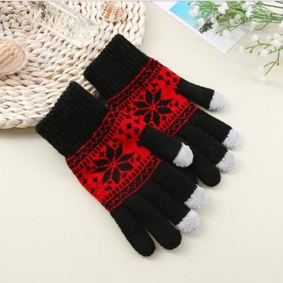 China Christmas Daily Life Winter Fashion Female Motor Ski Winter Touch Screen Mittens Cute Keep Warm Stripe Cashmere Knitted Finger Gloves for sale