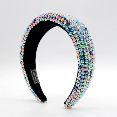 China New 2021 Custom Logo Women Hairband Elegant Hair Accessories Eco-friendly Blue Hand Seller Sparkle Wide Headbands for sale