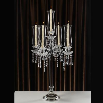 China Fashionable Elegant Wedding Crystal 5 Aarms Table Candelabra Centerpiece On Sale for sale