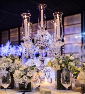 China Wholesale Beautiful Wedding 80cm tall European Crystal Clear Candelabra On Sale from 5am for sale