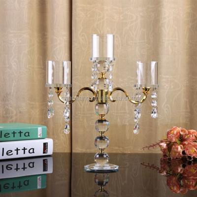 China European Custom Elegant Tealight Candle Holder 3AM Crystal Candelabra for sale