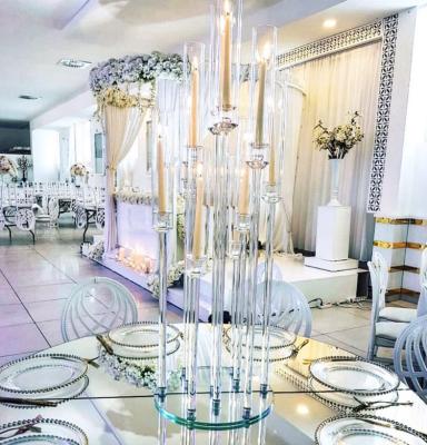 China Modern hot sale 100cm tall glass tubes crystal candelabra for wedding table decoration for sale