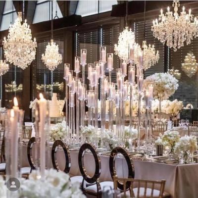 China European Clear Decorative Votive Candle Holder Weddings Pillars Crystal Candelabra for sale