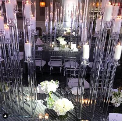 China Fashionable Products 120cm Tall Crystal Candelabra Yiwu Crystal Pillars For Wedding Table Centerpiece for sale