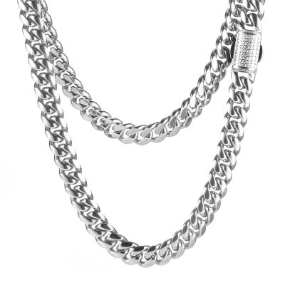 China 2021 New Trendy Wholesale CLASSIC Cuban Link Necklace Gold Chain Necklace Set Cuban Drill Necklace for sale