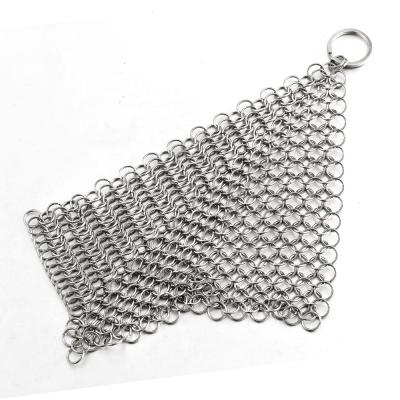 China OUMI Wholesale Stainless Steel Chainmail Chain Scrubber Scrubber Cast Iron Cookware Metal Sustainable Pans for sale