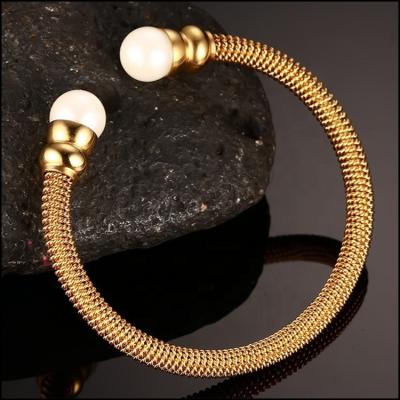 China 2021 BOHEMIA fashion jewelry 316l stainless steel bead cuff bracelet design for women for sale