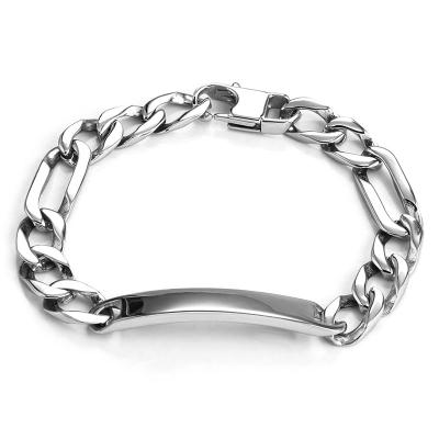 China Stainless Steel Classic Heavy Men's Chain Cable Man Logo Bracelet, Cube Chain Bracelet Jewelry For Men for sale