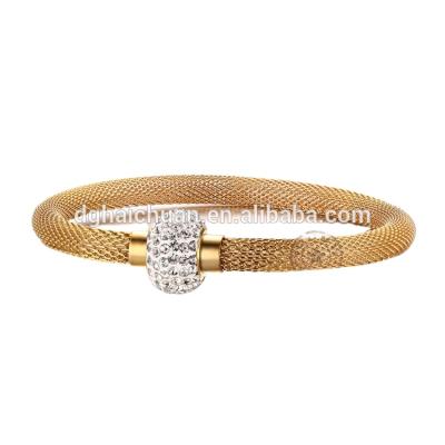 China Hot Selling Korea Fashion Gold Chain Mesh CLASSIC Magnetic Clasp Women Crystal Bracelet for sale