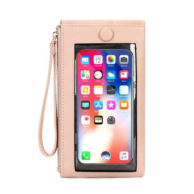 China Easy to Carry Hot Sale Transparent Touch Screen Phone Bag Candy Color Women Wallet for Daily Life Zipper Large Capacity Messenger Bag for sale