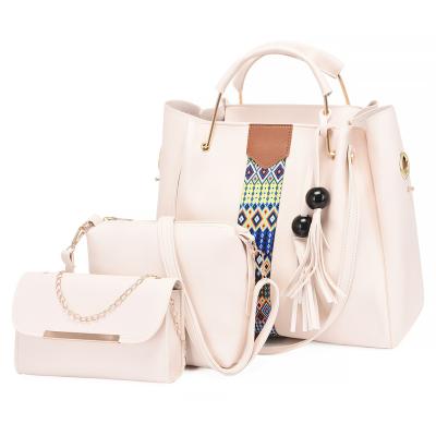 China Waterproof Stylish OEM Branded Lady Fashion 3pcs Waterproof Women PU Leather Purse and Handbag Sets for sale