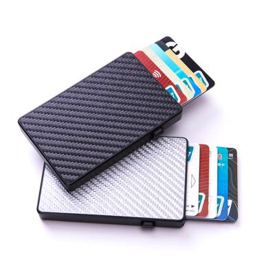 China RFID Blocking Travel Rfid Blocking Metal Carbon Fiber Card Case The Younger Thin Thin Wallet Card Holder With Money Clip for sale