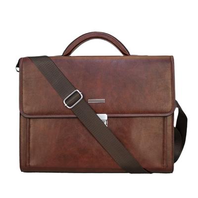 China Large Capacity Factory Price Leather Briefcase Casual Waterproof Laptop Bag Briefcase With Adjustable Strap for sale