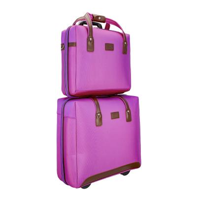 China High Quality Logo Custom Nylon Travel Luggage Sets PU Leather Trolley Suitcase 19 Inch Set Travel Trolley Luggage Bag for sale