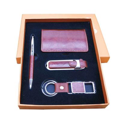 China Executive Custom PU Leather 4pcs Business Gift Set Vintage New Arrival Logo Printed Luxury Corporate Gift Set for sale