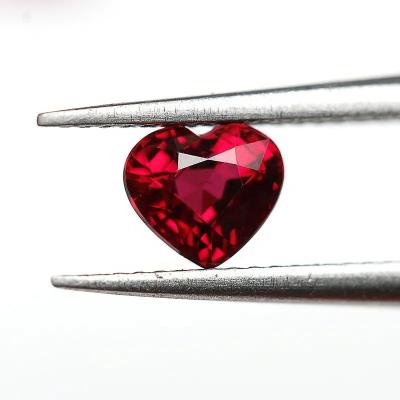 China Fire Wholesale 3A Color Set Or Grade Heart Cut Synthetic Red Ruby Corundum Red Stone Used For Jewelry Inlay for sale