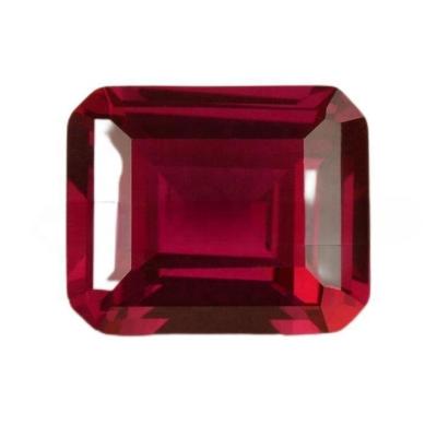 China Wholesale 3A Grade Color Play Or Fire Emerald Cut Synthetic Red Ruby Corundum Red Stone Used For Jewelry Inlay for sale