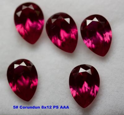 China Fire Wholesale 3A Grade Color Set Or Pear Cut Synthetic Red Ruby Corundum Red Stone Used For Jewelry Inlay for sale