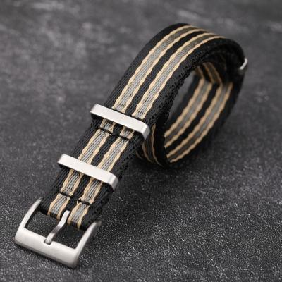 China Leisure Single Pass NATO Braided Nylon Watch Band 20mm 22mm NATO Nylon Striped Watch Strap Storage for sale