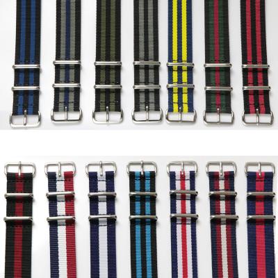 China Leisure Watch Woven Single Pass NATO Straps Nylon Braided Nylon Striped Watch Band 20mm 22mm NATO Strap for sale