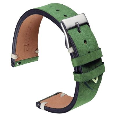 China Leisure Coffee Green Women Handmade Suede Leather Watch Band Men 20mm 21mm Matte Leather Watch Straps for sale