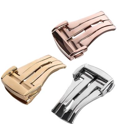 China Popular Watch Clasp For Watchband 16mm 18mm 20mm Polish 316L Stainless Steel Silicone/Rose-gold Silver Gold Leather Buckle Clasp for sale