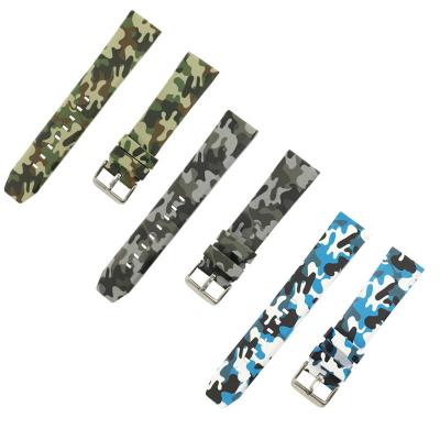 China Waterpoof 22mm Green Waterproof Silicone Watchband For Smart Watch Camouflage Silicone Watchband Wholesale for sale