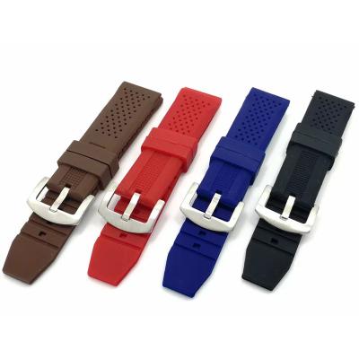 China Fashion Waterproof Blue Brown Silicone Wrist Watch Band Replacement Bands 20mm Watch Strap Rubber Strap 22mm for sale