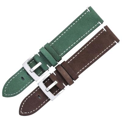 China Fanshion Genuine Leather Watch Straps Matte Men Women 20mm 21mm 22mm Watch Band Belt Frosted Green Luxury Soft Watch Strap Accessories for sale