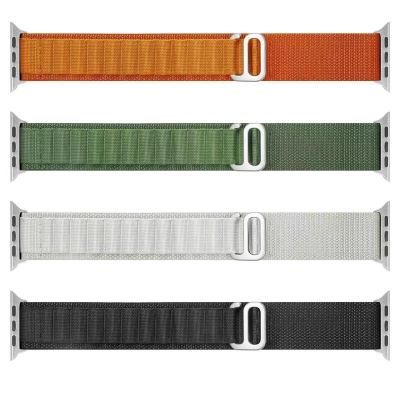 China Adjustable 38mm 42mm 40mm 42mm Custom Laser Engraved Nylon Loop Series 8 49mm Smart Watch Band Strap WatchBand For Apple Watch Ultra for sale