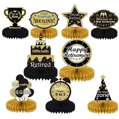 China 9PCS Party Decorations Retirement Party Decorations Gold Retirement Party Centerpiece Honeycomb Ads for Happy Retirement Party Supplies for sale