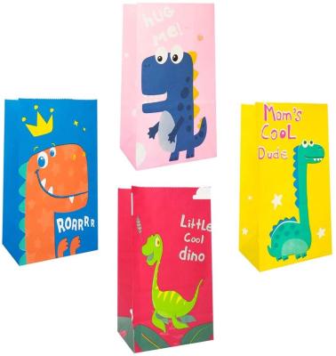 China Gift Wrapping Customized Dinosaur Goodie Bags Dinosaur Gifts Candy Bags With Stickers Dinosaur Candy Gift Treat Bags For Kids Party for sale