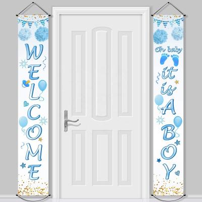 China Party Decoration Baby Shower Decorations Welcome It's A Boy Banner Backdrop Background Door Porch Hanging Sign For Baby Shower Party Supplies for sale