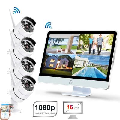 China NIGHT VISION Indoor & Outdoor Display LCD NVR Kits 4ch H.265 1080P Home NVR Cameras P2P Wireless IP HD WIFI Kit for sale