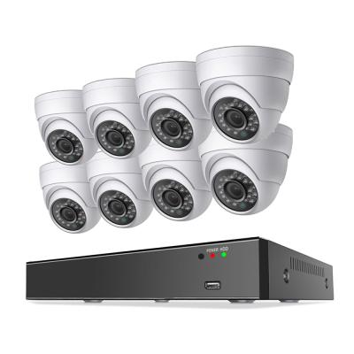 China H.265 Network Recorder 5MP Mp 8CH Intelligent Waterproof/Waterproof 48V POE NVR CCTV With 8pcs POE Dome Metal Cameras for sale