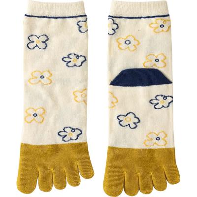 China Best Price Quality Guarantee Cotton Flower Color Matching Womens Toe Socks for sale