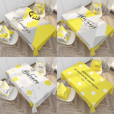 China Custom Luxury Christmas Waterproof For Wedding Party Polyester Table Cover For Restaurant Hotel Yellow Table Cloth for sale