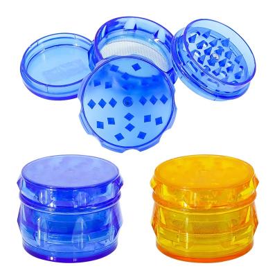 China 2022 New Design 4 Spices Ground Layers 66mm Plastic Drum-Shape Herb Grinder Multi-Color Magnetic Acrylic Smoking Grinder Accessories for sale