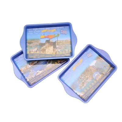 China Tinplate Wholesale Colors Printings Small Tin Rolling Trays With Handle In Stock Tobacco Rolling Tray for sale