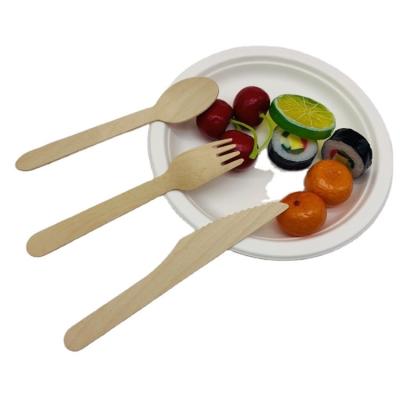 China Disposable Biodegradable Bagasse Dinnerware Set With Wooden Cutlery For Party And Hotel for sale