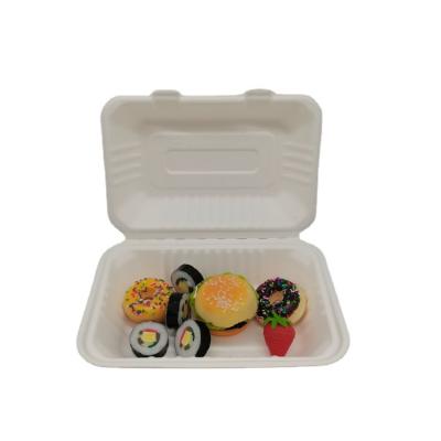 China To Go Biodegradable Biodegradable Sugar Cane Clamshell Food Box Takeout Packaging for sale