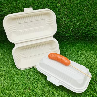 China Biodegradable Biodegradable Hot Dog Take Away Box , Cornstarch Hot Dog Clamshell Box for sale