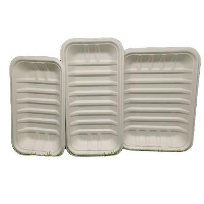 China Minimalist Eco-Friendly Disposable Pulp Tray For Meat Simple S/M/L Sugar Cane for sale