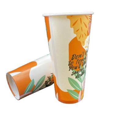 China Biodegradable Thickened Cold Drink Customized Drink Paper Cup With Sensitive Printing Cold Drink Paper Cup for sale