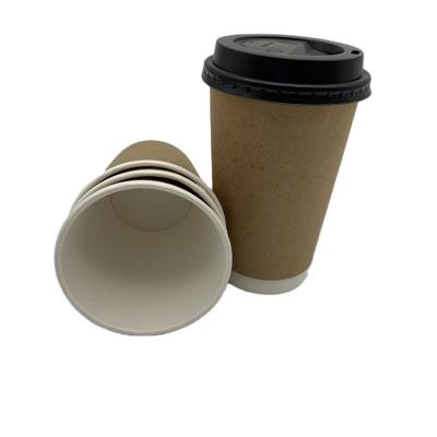 China 100pcs Disposable Per Bag 12oz Kraft Paper Cup With Black PS Lid for sale