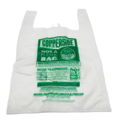 China Custom Biodegradable Shopping PLA T-Shirt Shopping Bag Compostable Grocery Bag With High Quality for sale