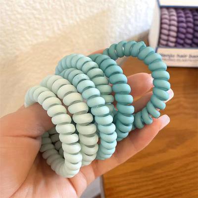 China Jelly Color Telephone Wire Elastic Curly Hair Ring Simple Girls Sweet Ponytail Hair Holder Hair Ties Wholesale for sale