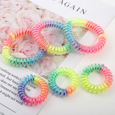 China New Tpu Spiral Hair Ties Curly Hair Ties Spirals No Crease Rope Colorful Phone Lines Hair Accessories For Women for sale